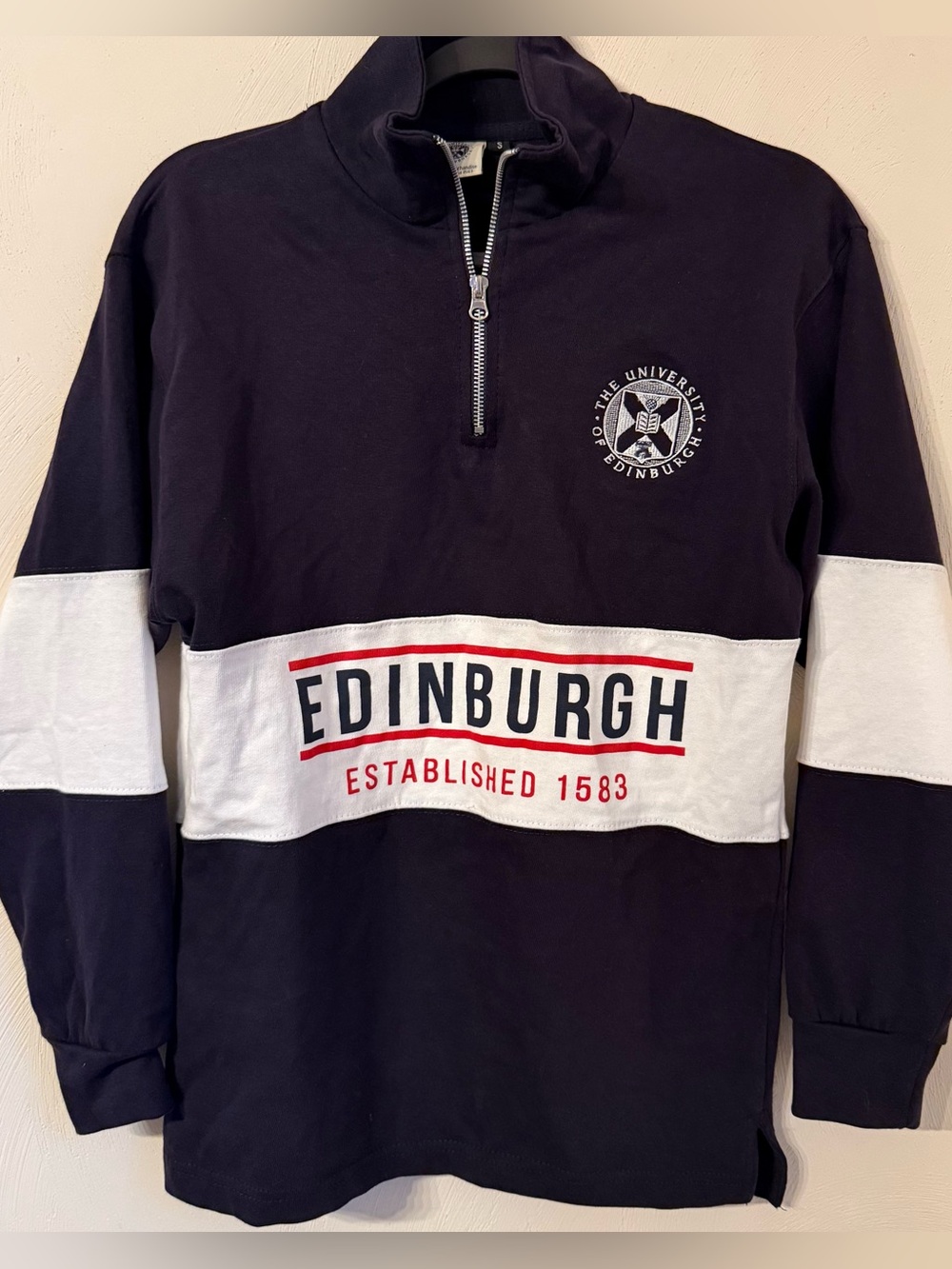 University of Edinburgh Rugby Style Quarter Zip Pullover Small